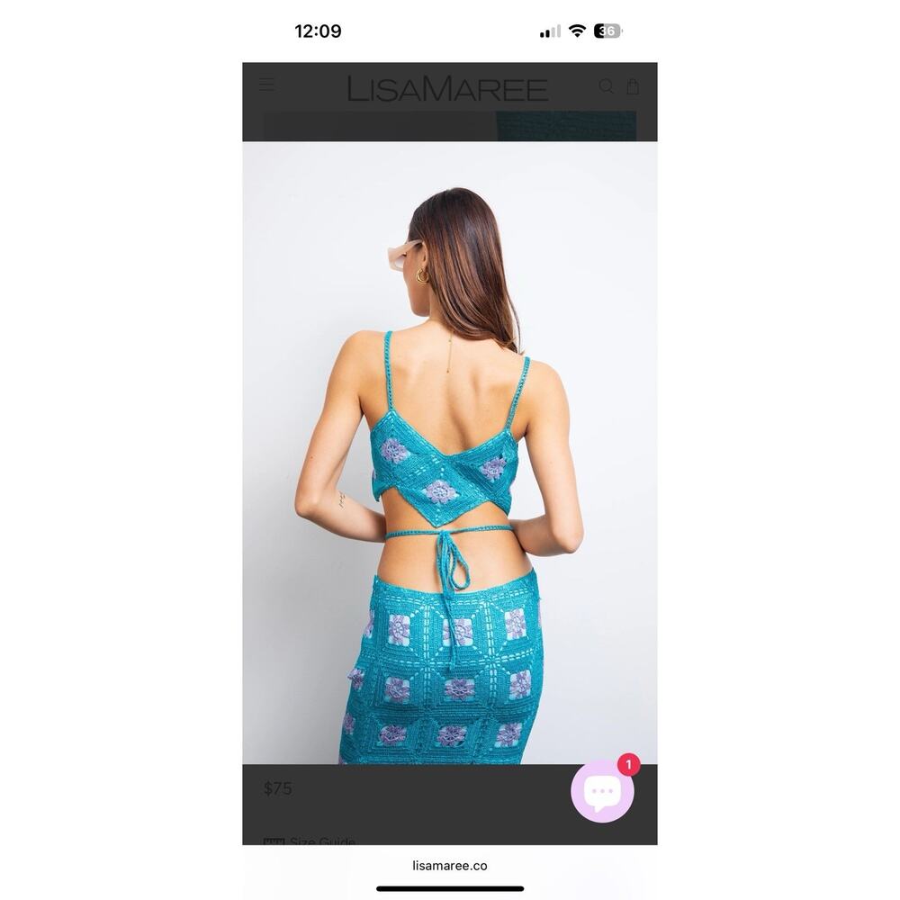 Lisa maree Crop top And Midi Skirt in Turquoise - Picture 4 of 9